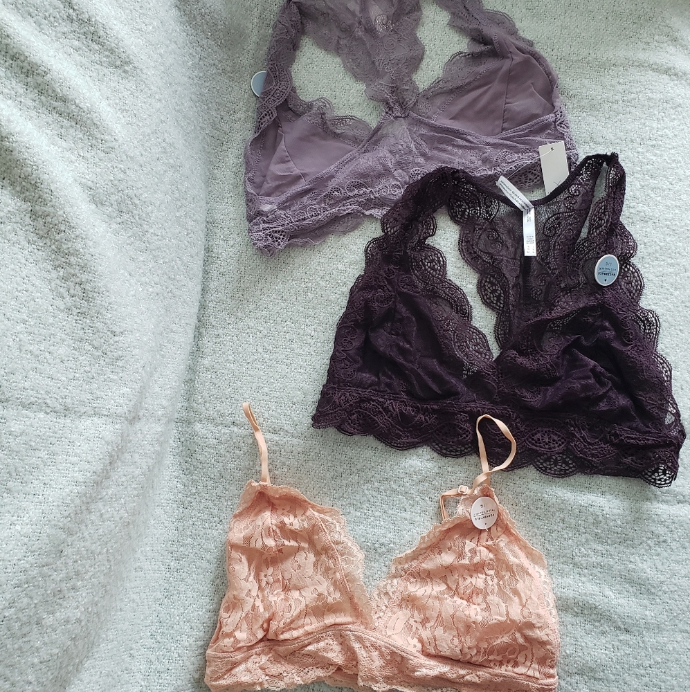 3 for $30 bralettes - peach, light & dark purple